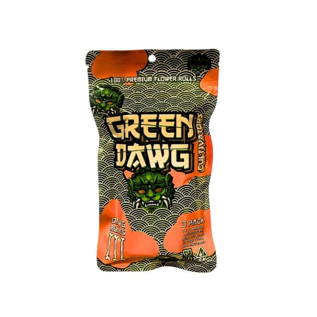 GREEN DAWG | BEDROCK | PREROLL | 3G | 3 Pack