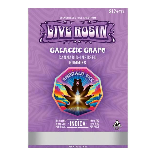 EMERALD SKY | LIVE ROSIN GUMMIES | GALACTIC GRAPE | 100MG | 10PK