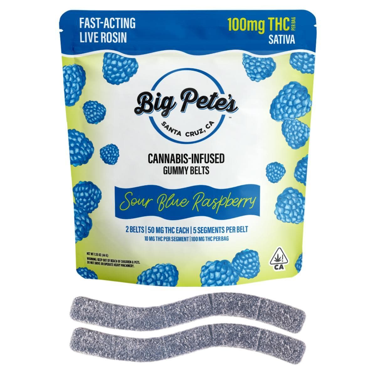 BIG PETE'S | SOUR BLUE RASPBERRY | ROSIN BELTS | 100MG