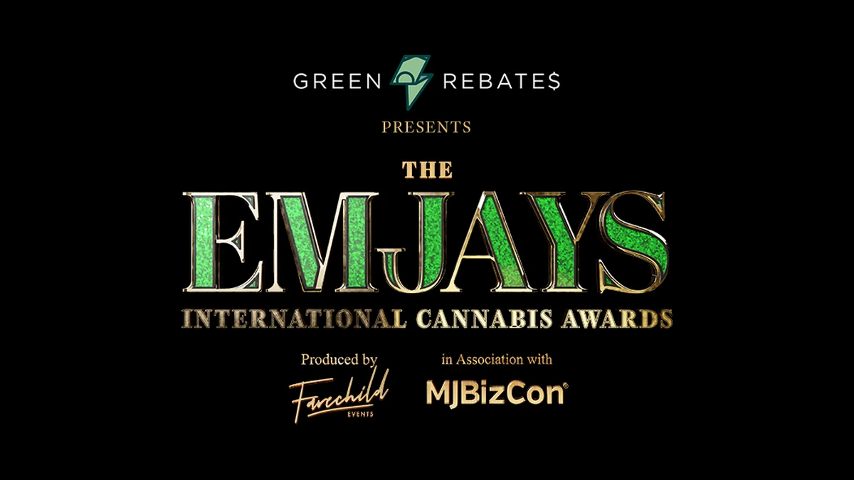 The Emjays International Cannabis Awards logo, produced by Farechild Events in association with MJBizCon